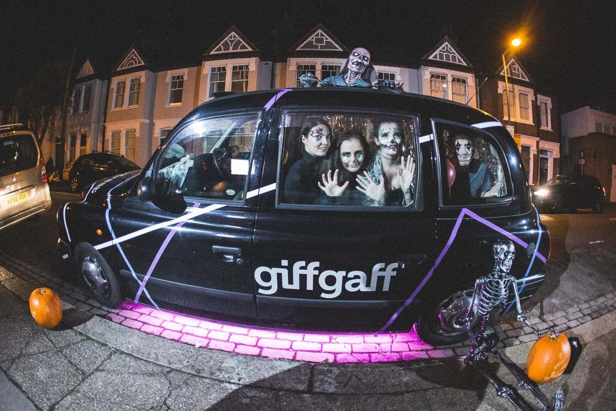 giffgaff Halloween event in central London with converted taxis and makeup artists