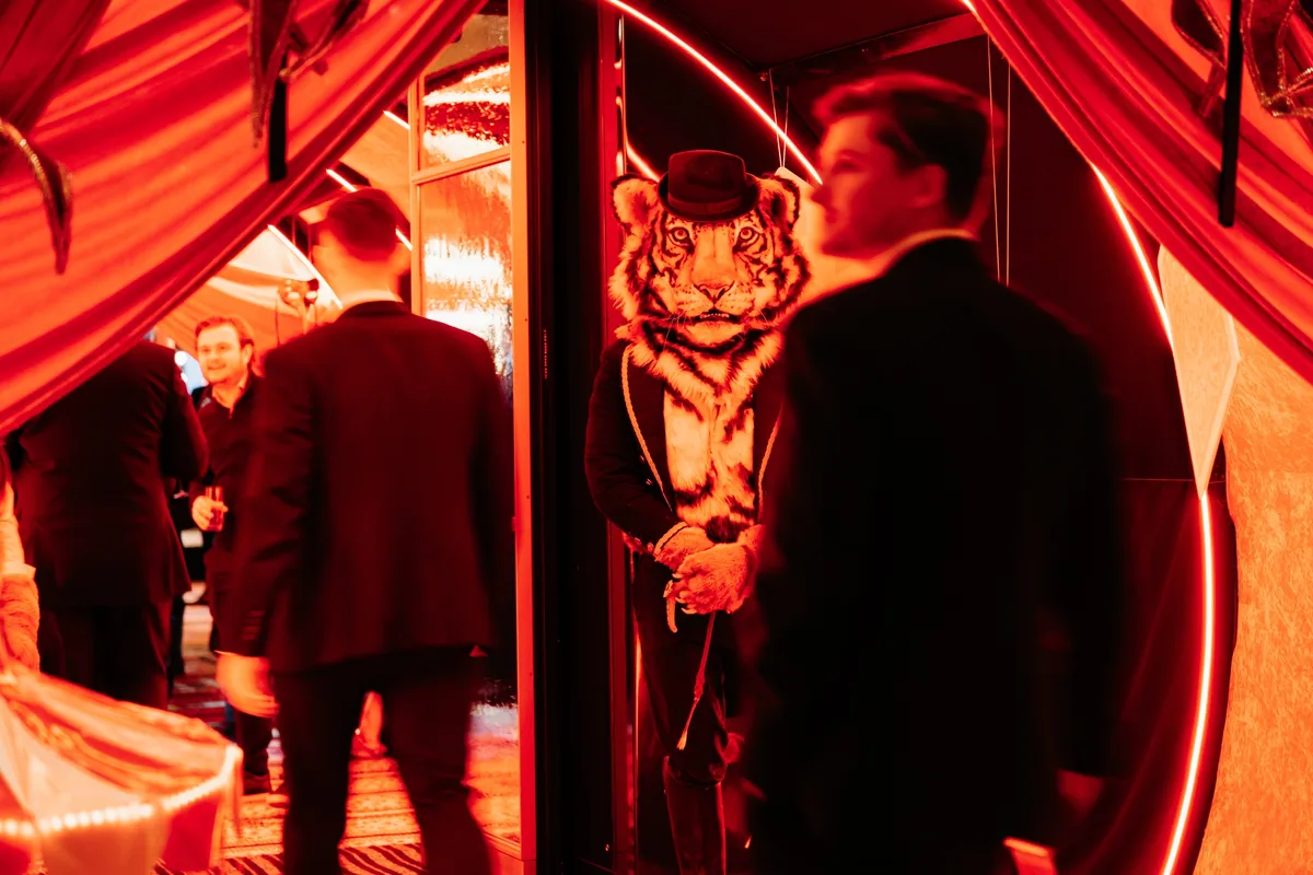 Circus-themed main stage and production design