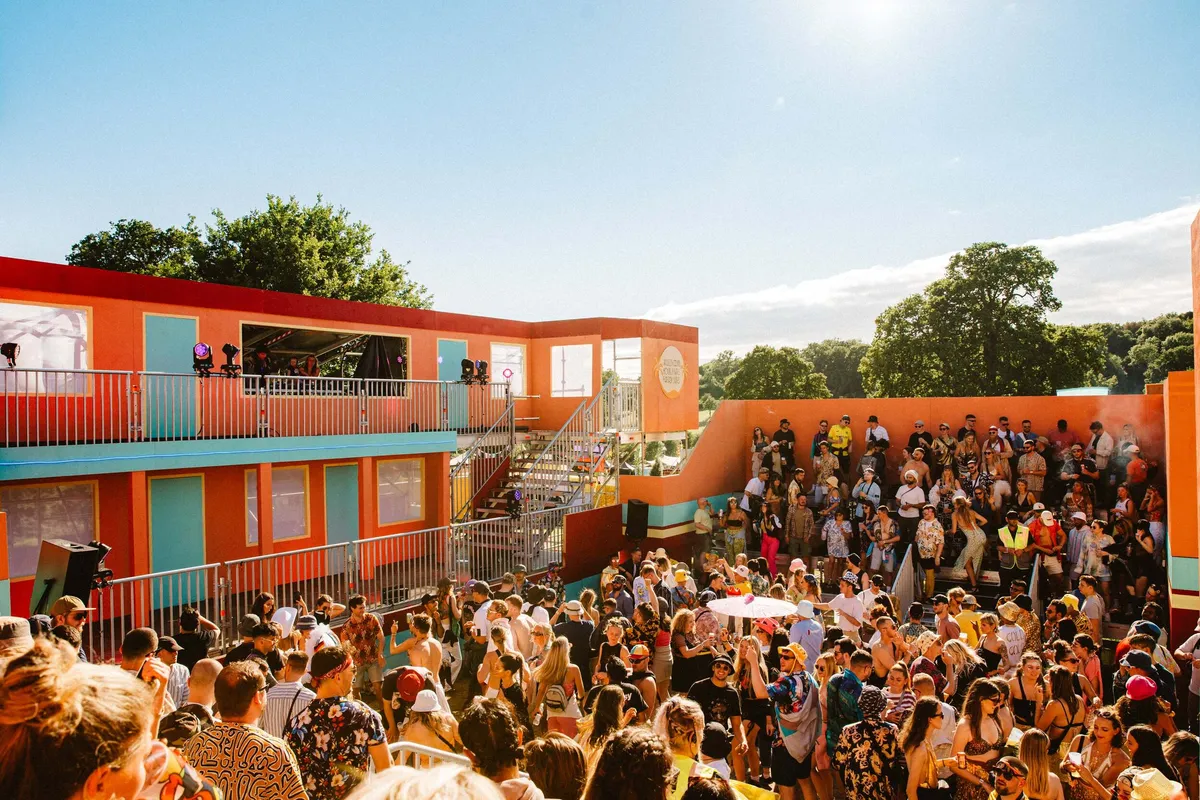 Crowd enjoying immersive stage experience at festival