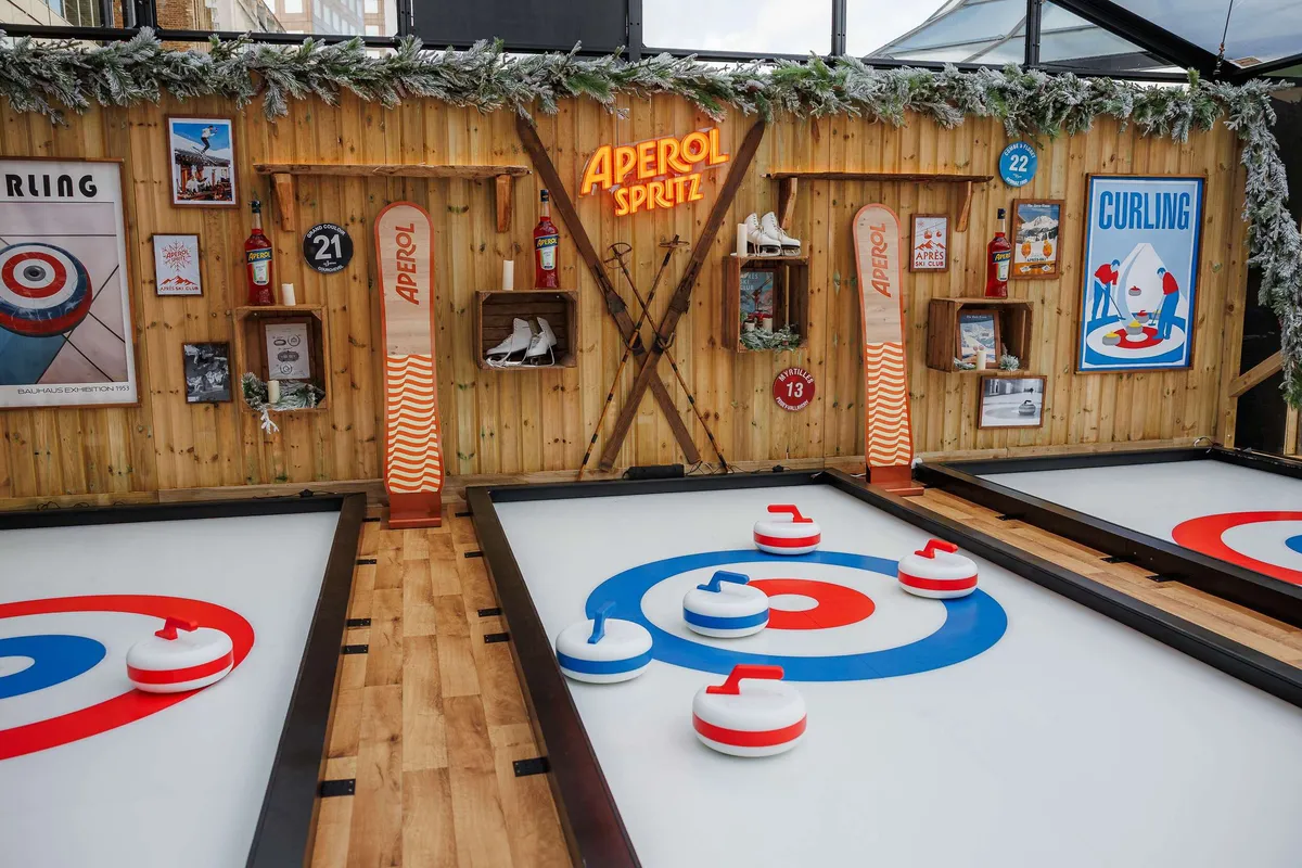 Timber entrance structure at Aperol Spritz activation