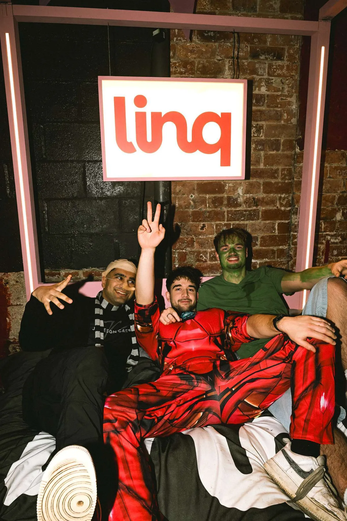 Students queuing for photos at Linq app event