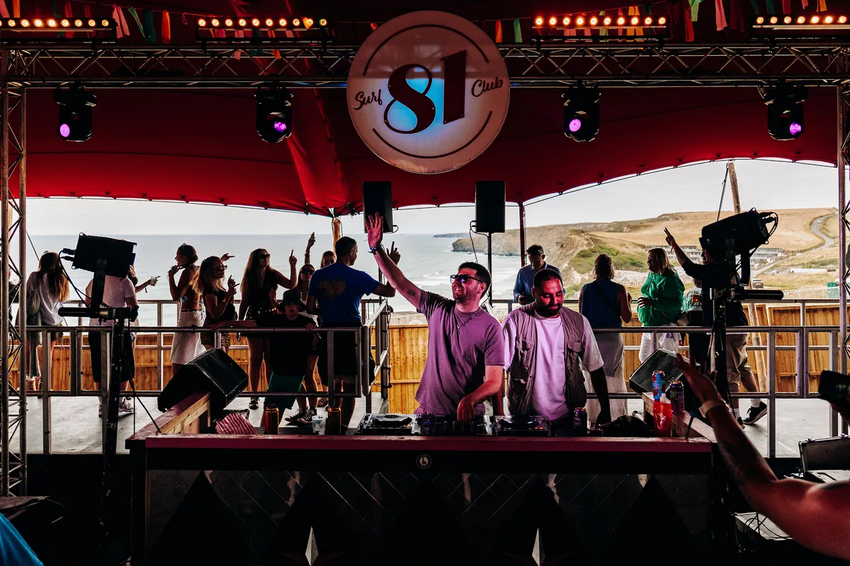 Festival atmosphere at outdoor Boardmasters event