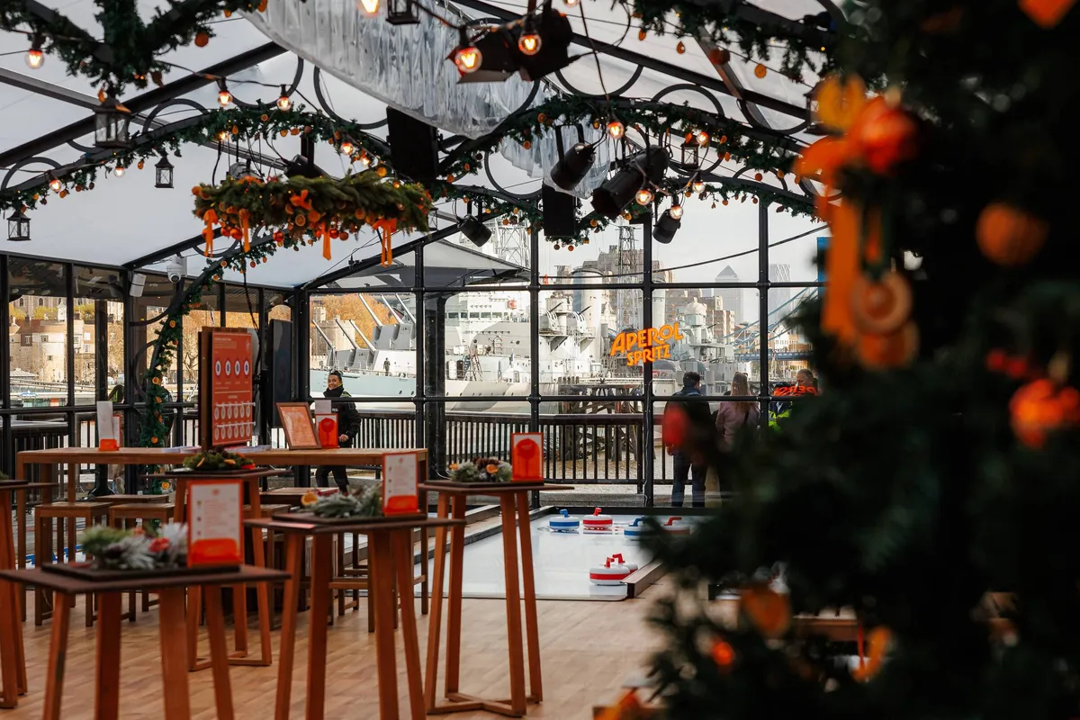 Crowd enjoying pop-up winter venue experience