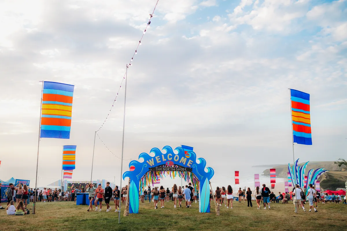 Night time festival atmosphere and crowd engagement